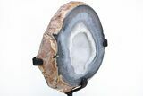 Blue Agate With Quartz Crystals on Metal Base - Brazil #216868-2